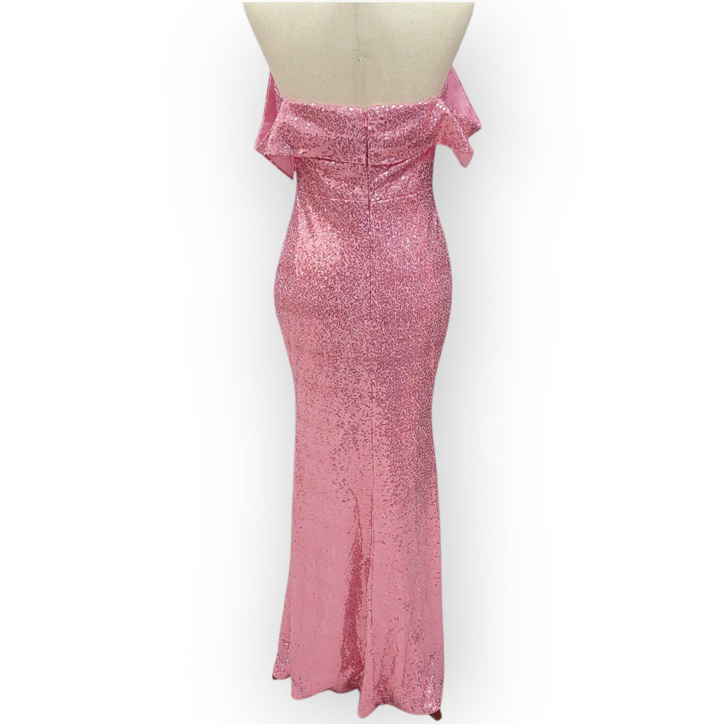 Rose Pink Off Shoulder Sequin Gown