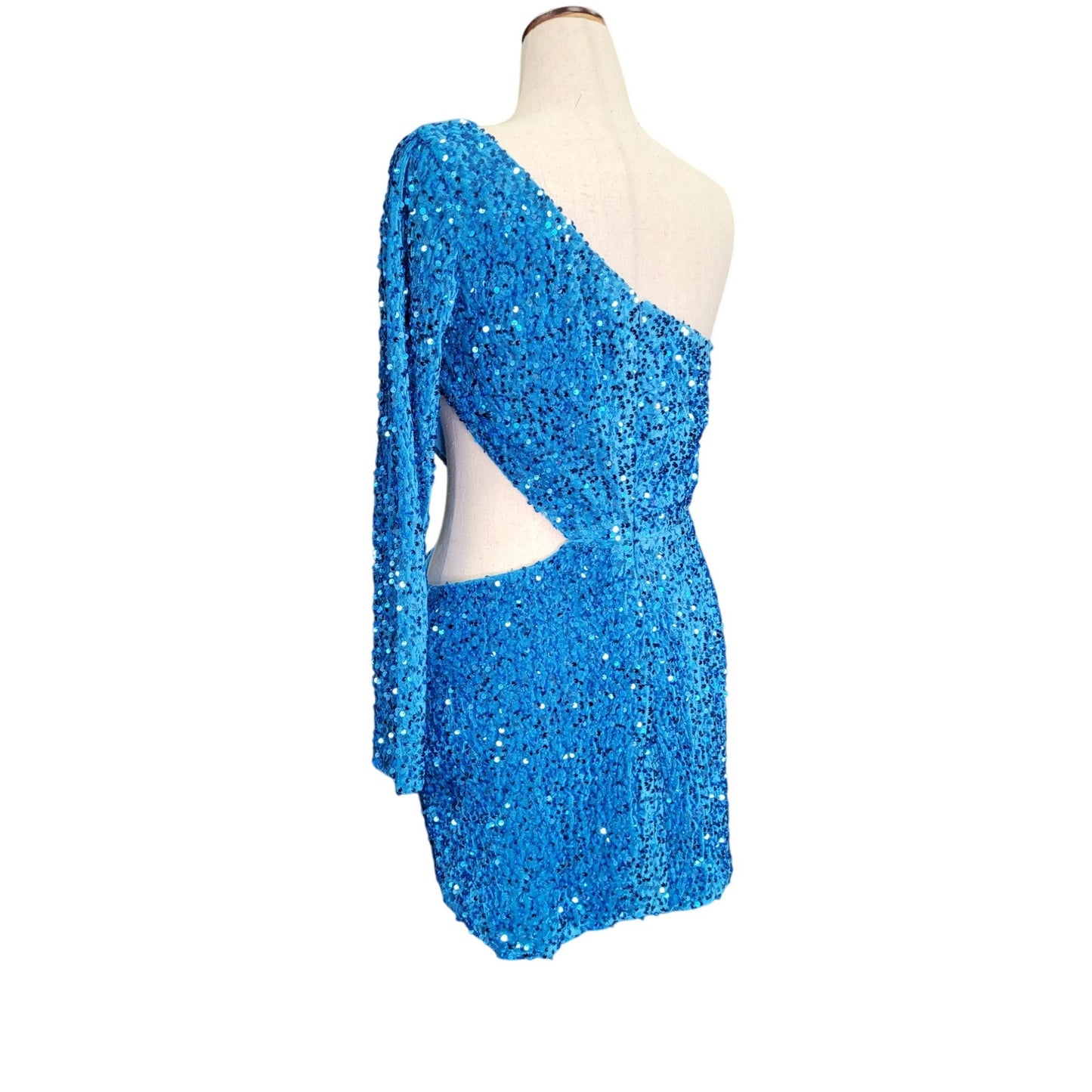 Women's Short Cocktail Dress Size Cutout One Long Sleeve