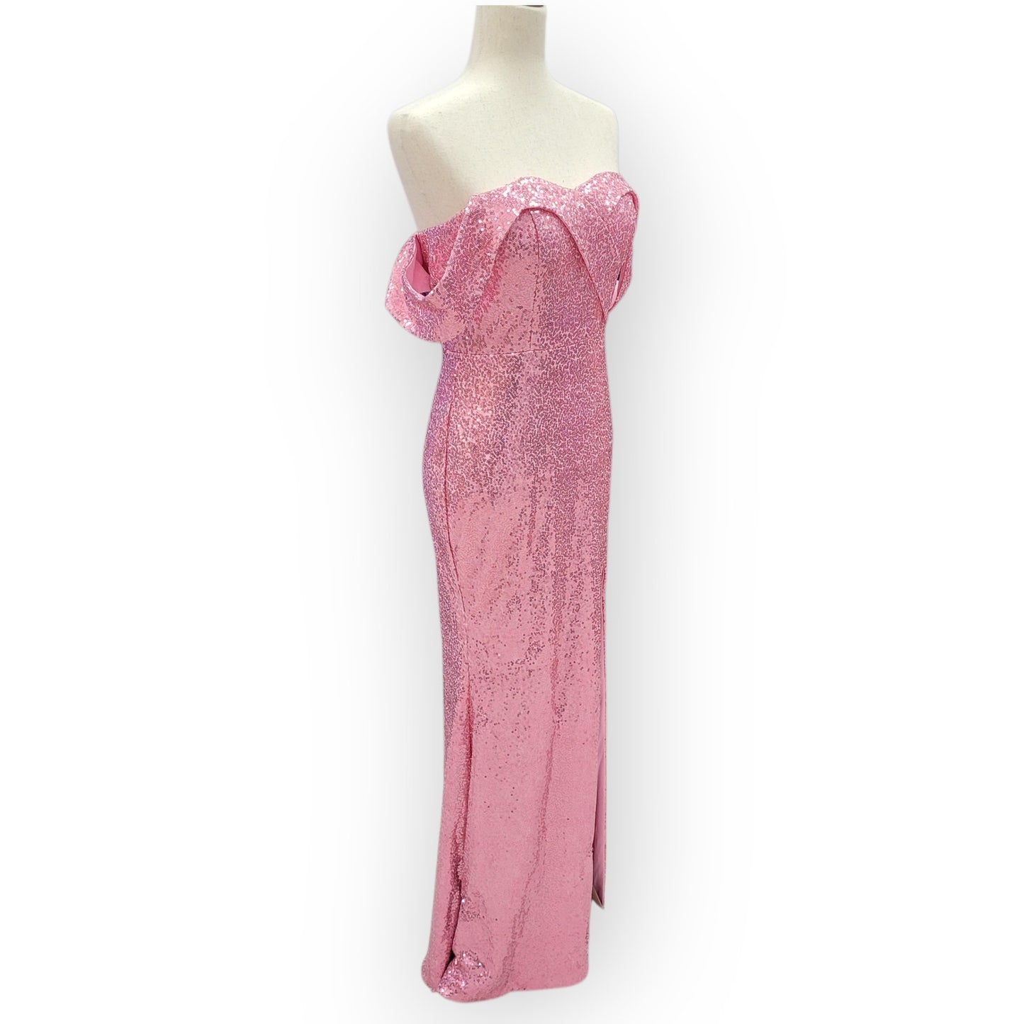Rose Pink Off Shoulder Sequin Gown