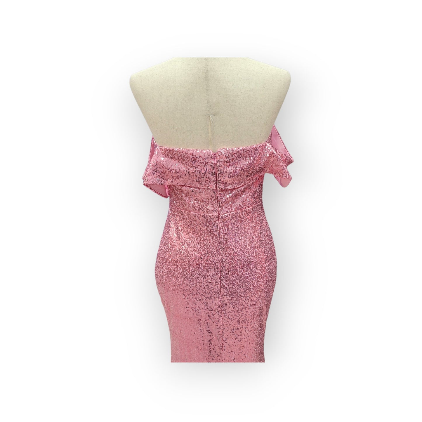 Rose Pink Off Shoulder Sequin Gown