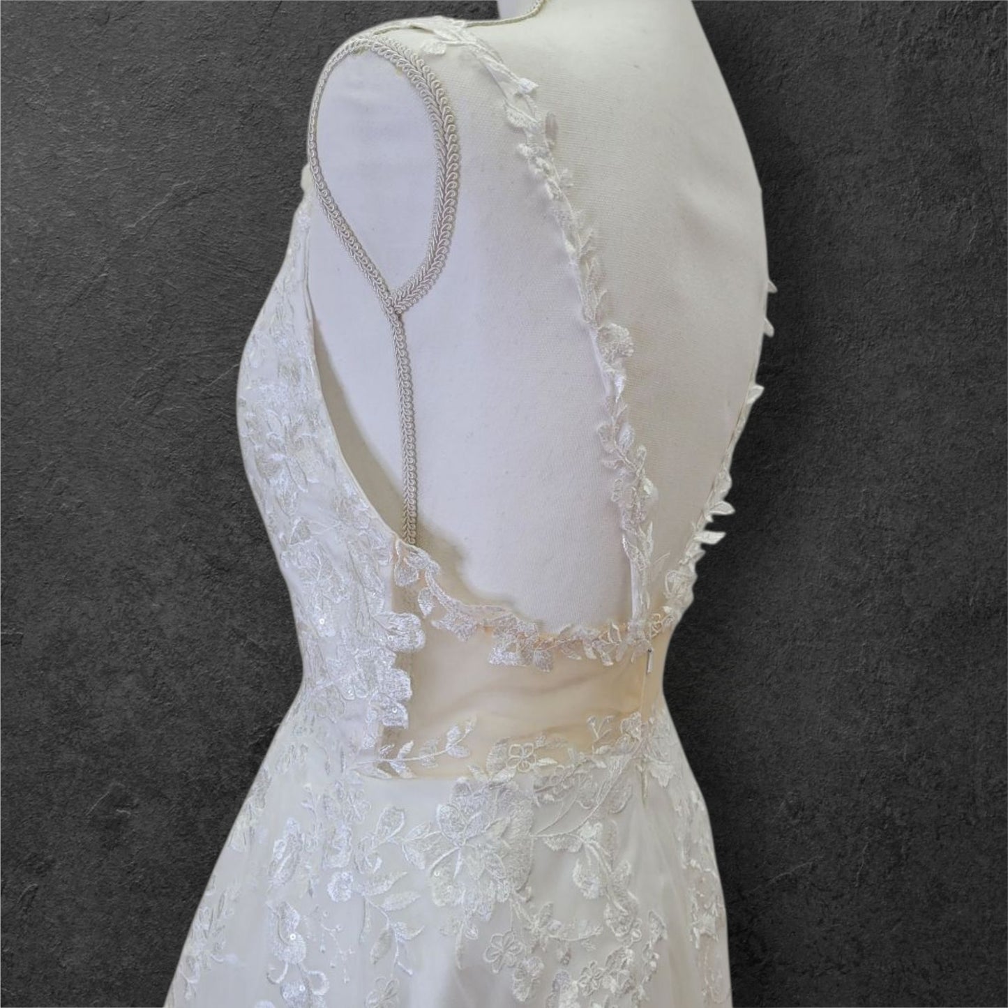A Line Wedding Dress with Train and Long Straps with Low Back