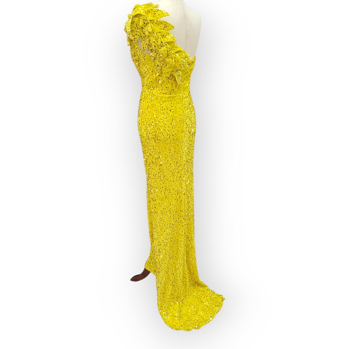 Elegant and Fun Sequin Evening Gown with Decorative Shoulder Strap