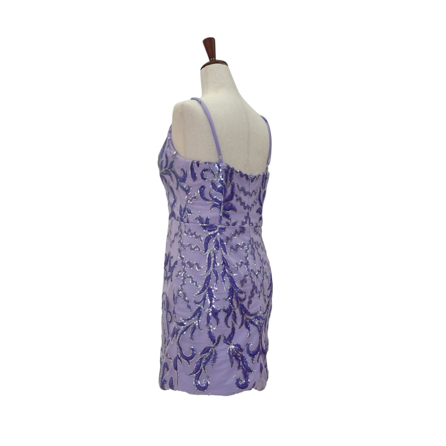 Women's Short Purple Sequin Patterned Dress