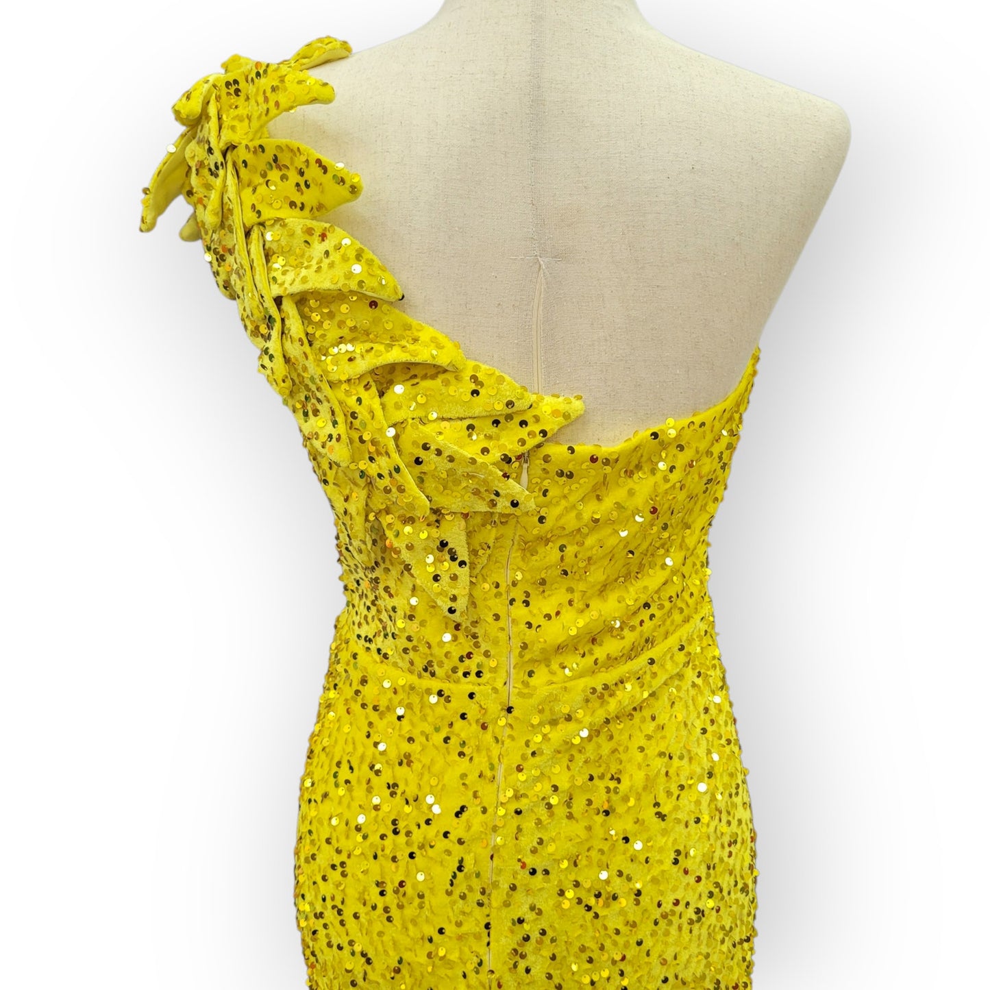 Elegant and Fun Sequin Evening Gown with Decorative Shoulder Strap