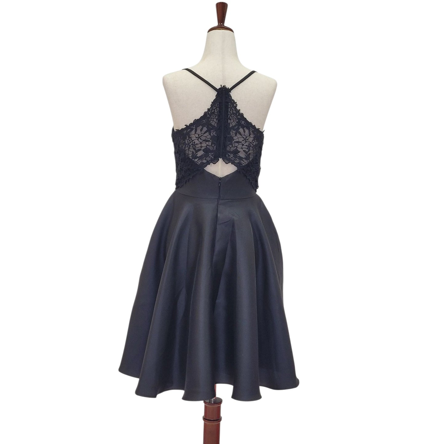 Black Cocktail Dress with Lace Back and Cutout