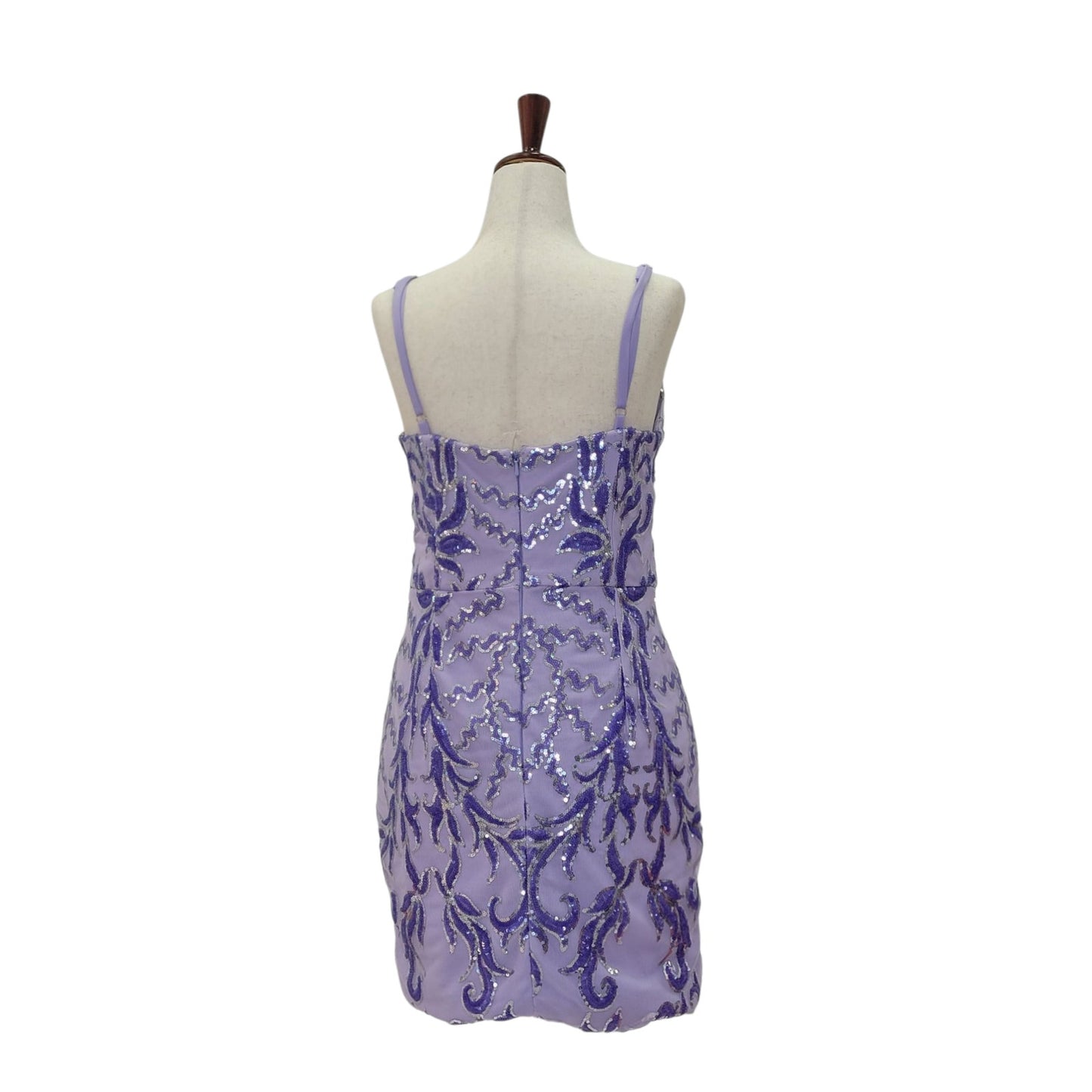 Women's Short Purple Sequin Patterned Dress