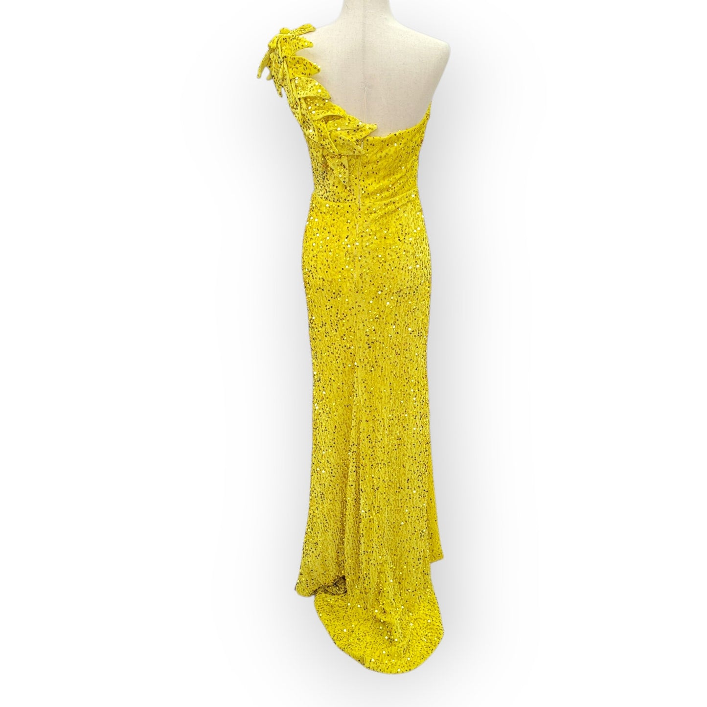 Elegant and Fun Sequin Evening Gown with Decorative Shoulder Strap