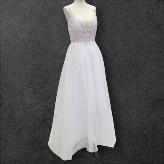 Floral V-Neck Wedding Dress