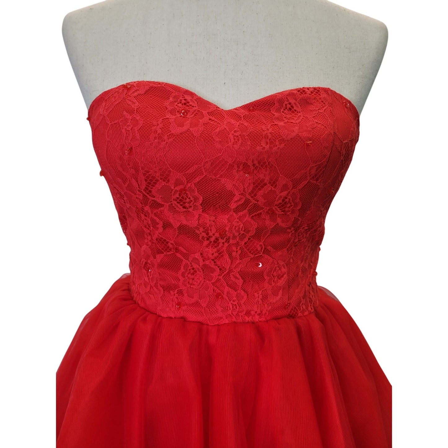 NWT Strapless Bright Red Sweetheart Neckline Short Cocktail Dress Corset Back