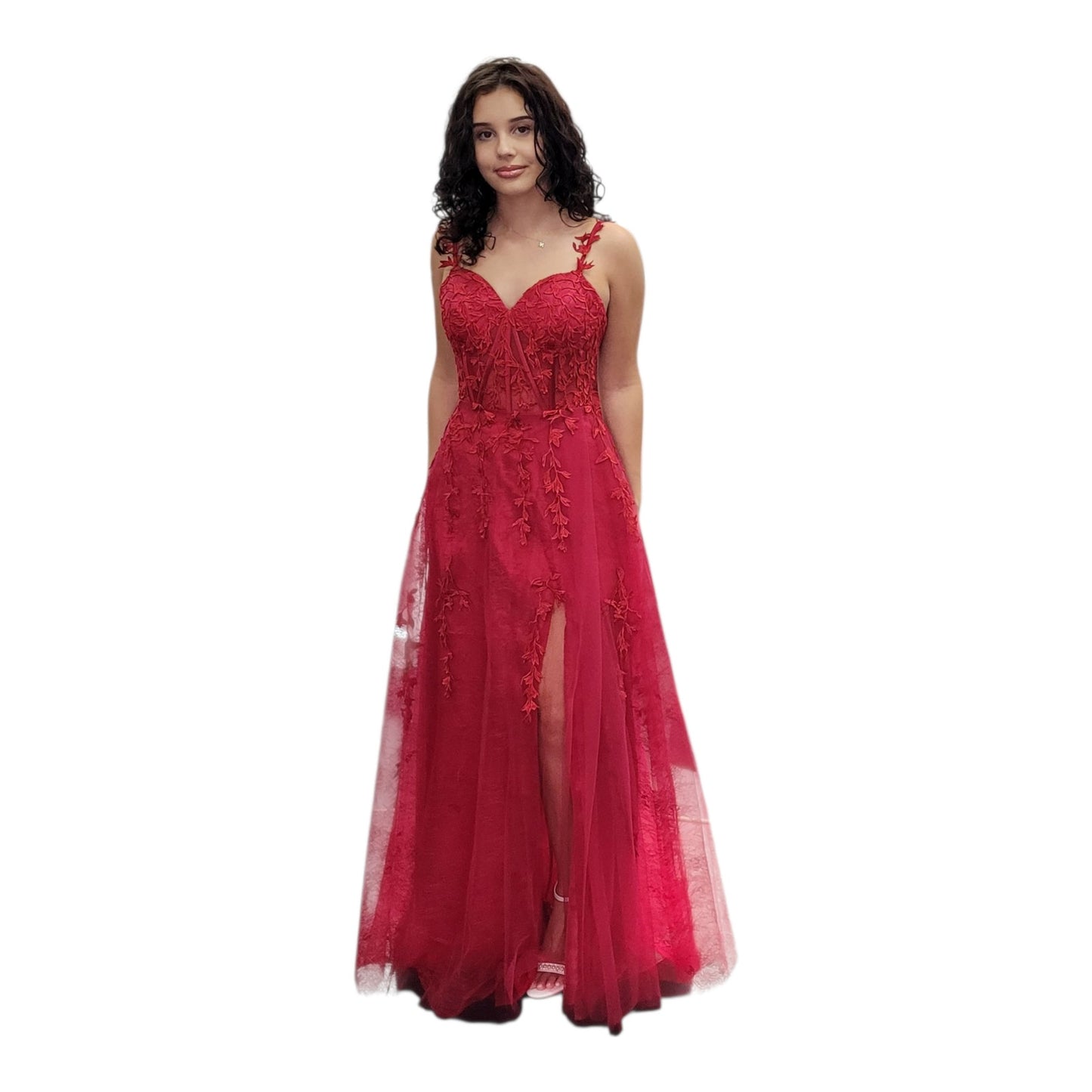 Red Vine Dress with Sweetheart Neckline and Classic A Line