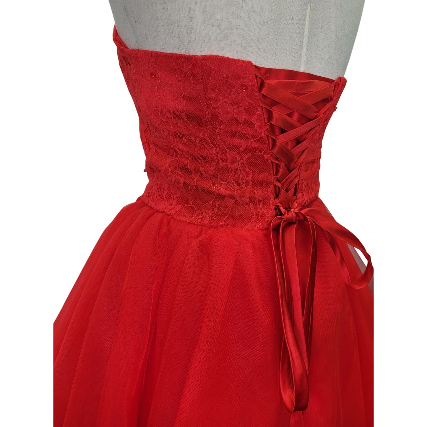 NWT Strapless Bright Red Sweetheart Neckline Short Cocktail Dress Corset Back