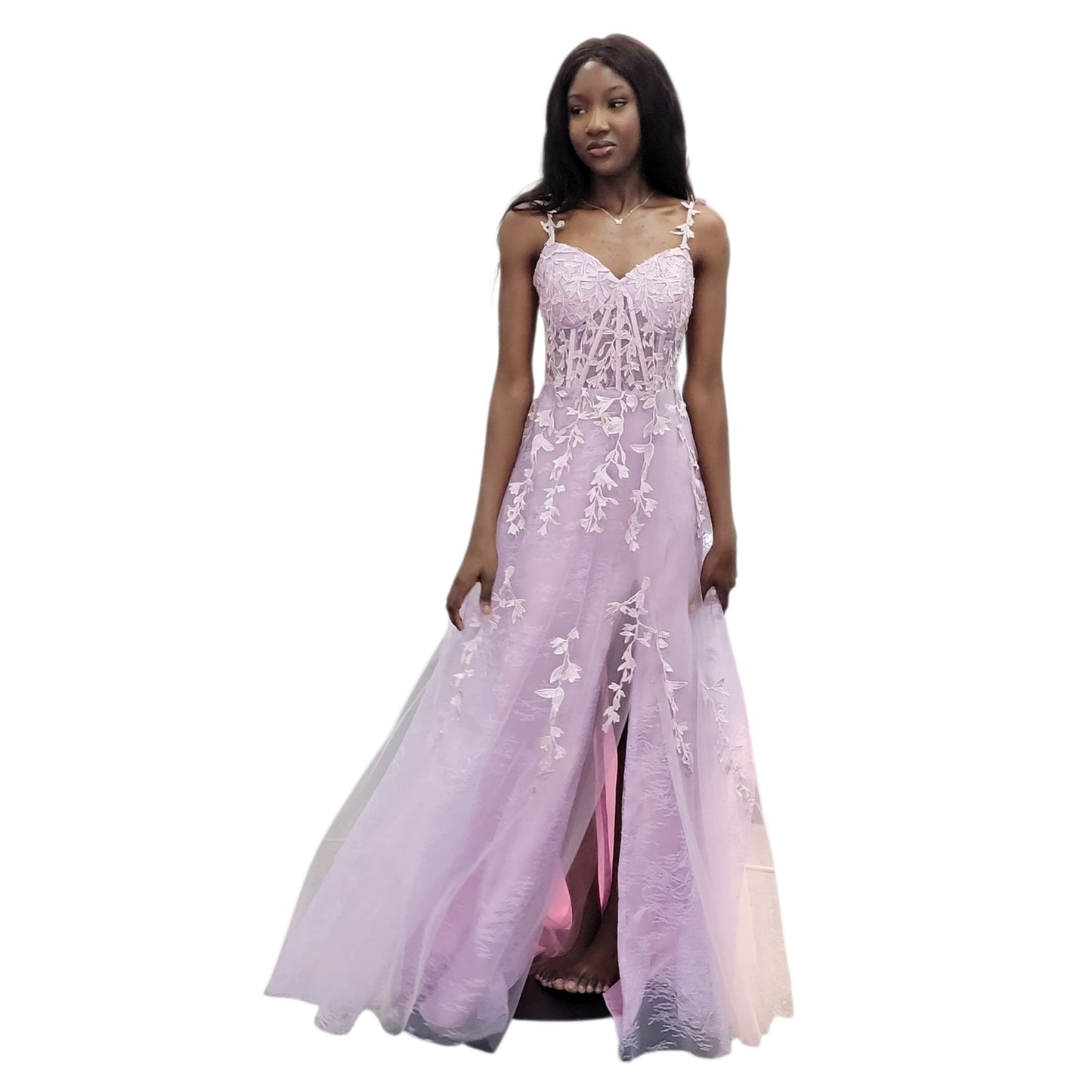 Vine Dress with Semi Sheer Bodice and Classic A Line Skirt