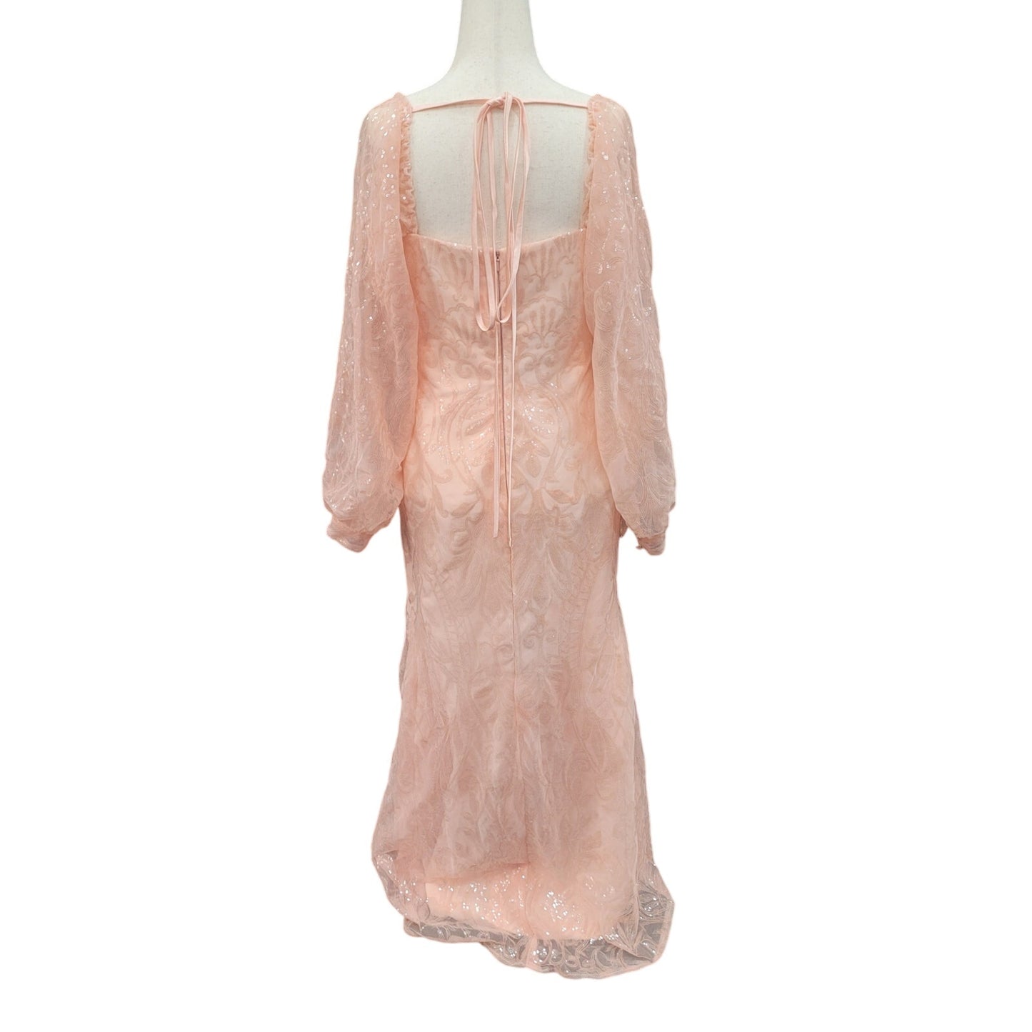 Long Sleeved Patterned Sequin Gown