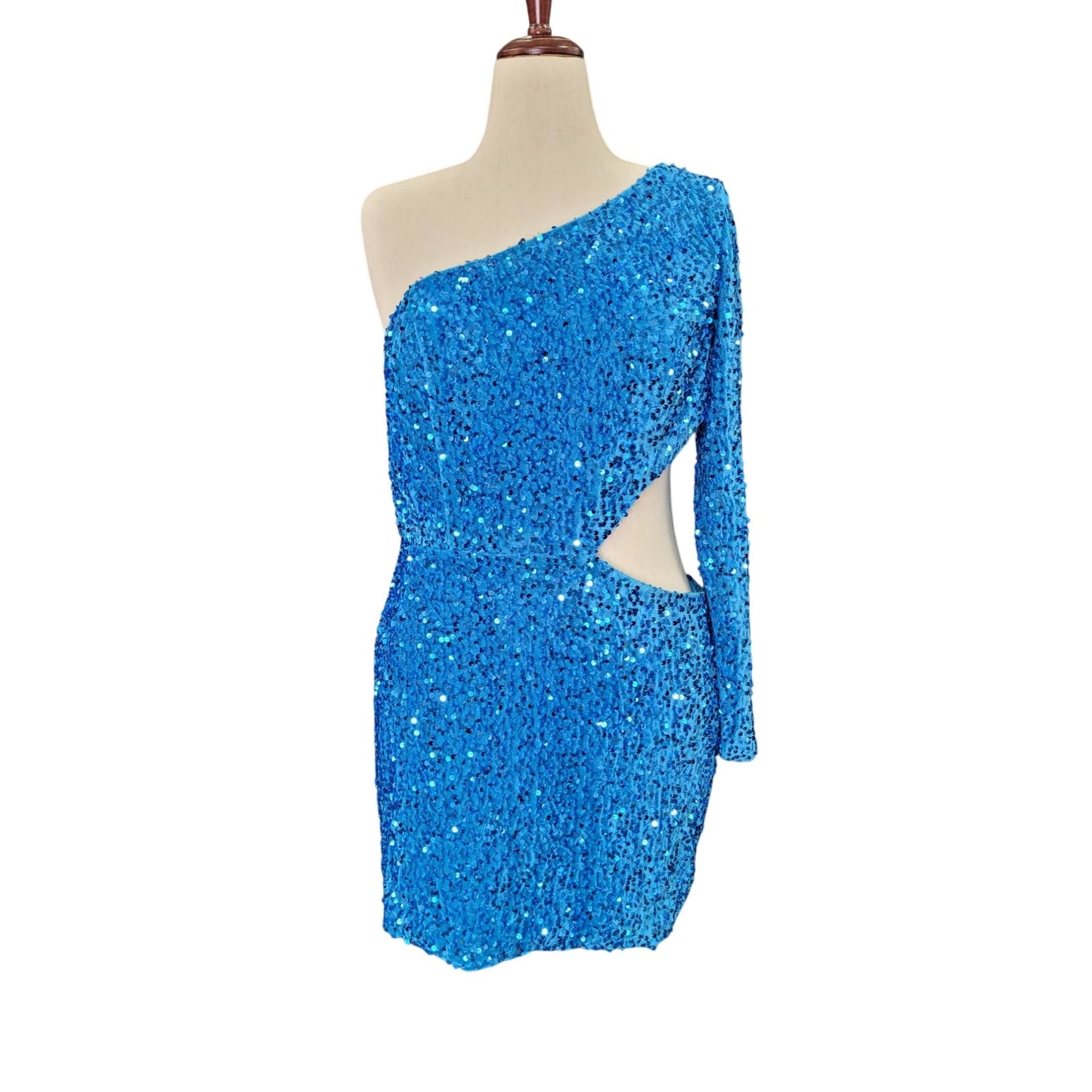 Women's Short Cocktail Dress Size Cutout One Long Sleeve