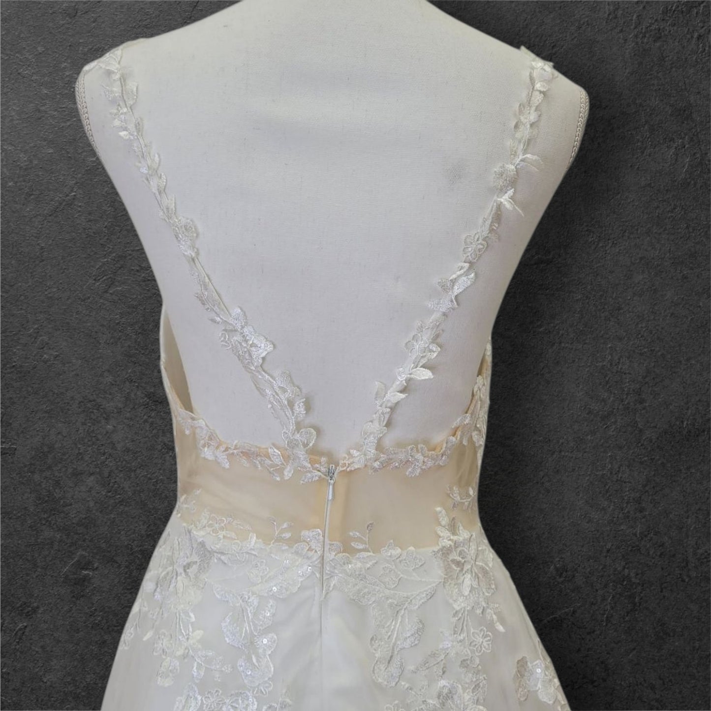 A Line Wedding Dress with Train and Long Straps with Low Back
