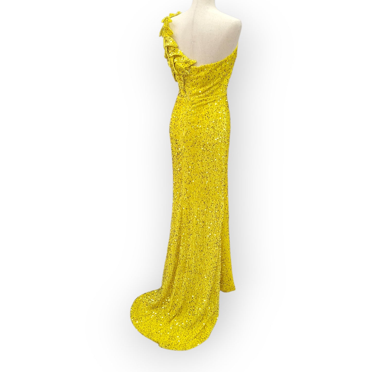Elegant and Fun Sequin Evening Gown with Decorative Shoulder Strap