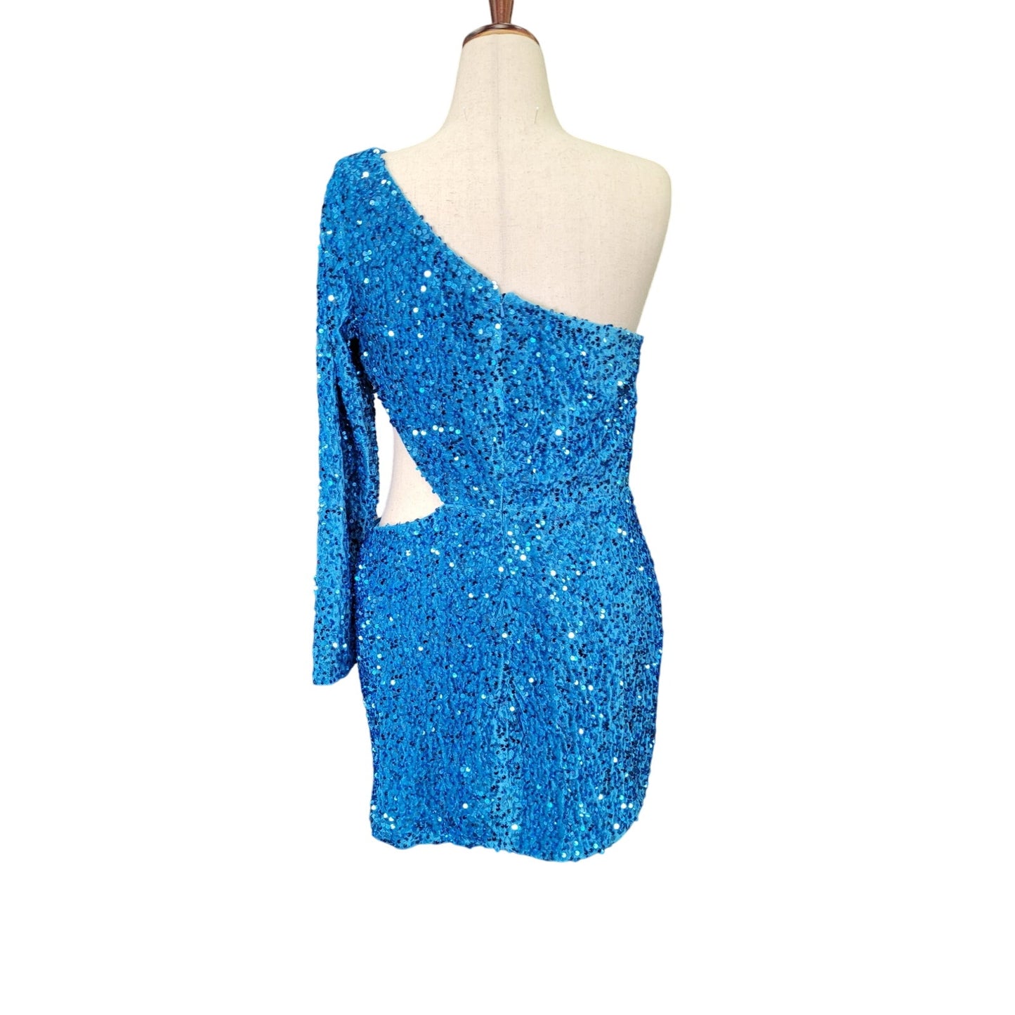Women's Short Cocktail Dress Size Cutout One Long Sleeve