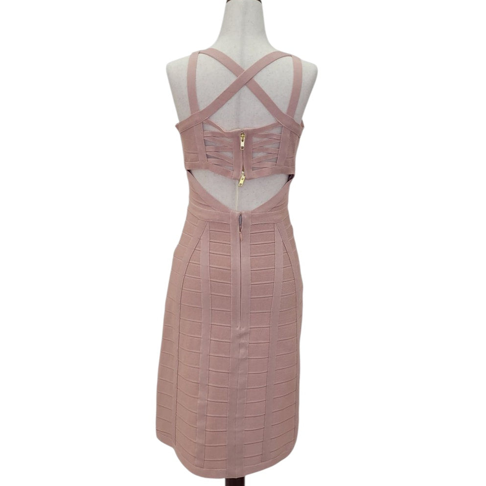 Dusty Pink Cocktail Dress with Strappy Neckline and Back