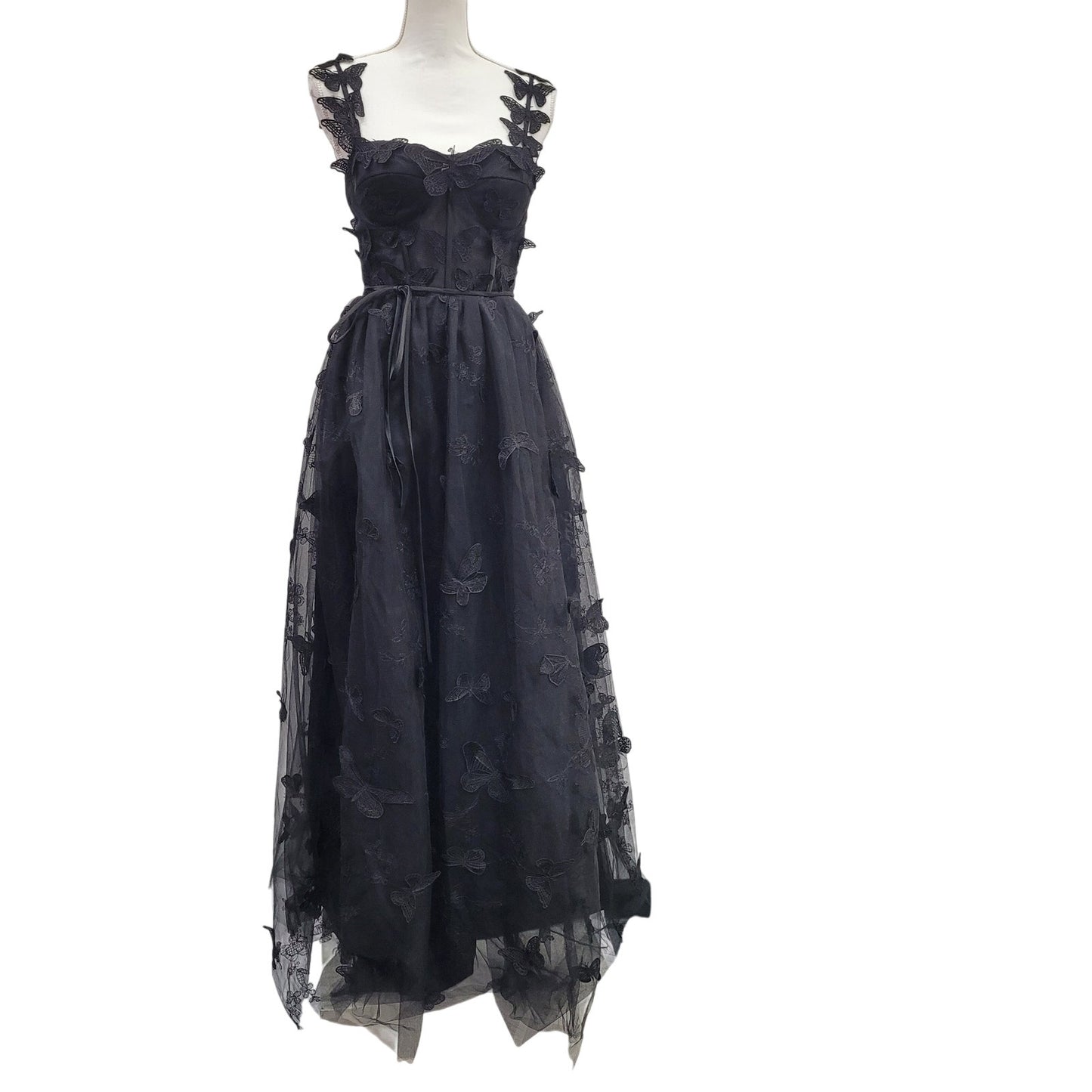 Women's Black Butterfly Dress with Corset Back