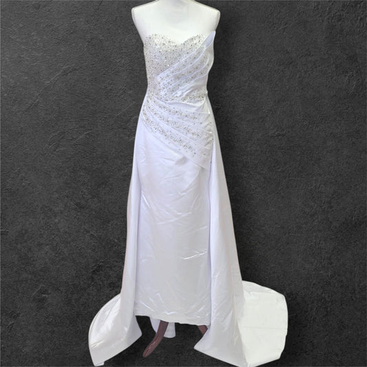 Stunning Strapless Satin Gown with Detachable Skirt