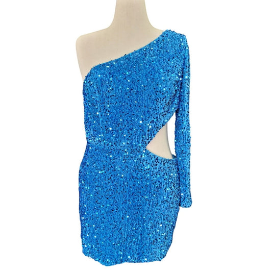 Women's Short Cocktail Dress Size Cutout One Long Sleeve
