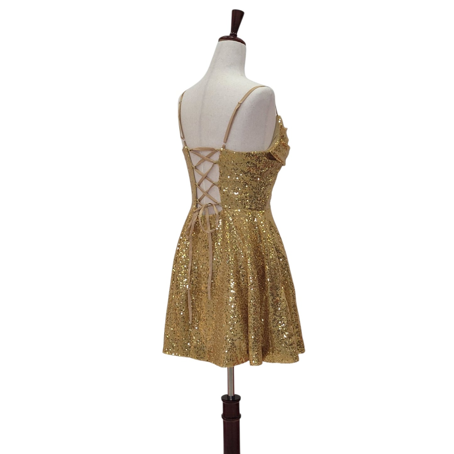Women's Short Gold Sequin Dress