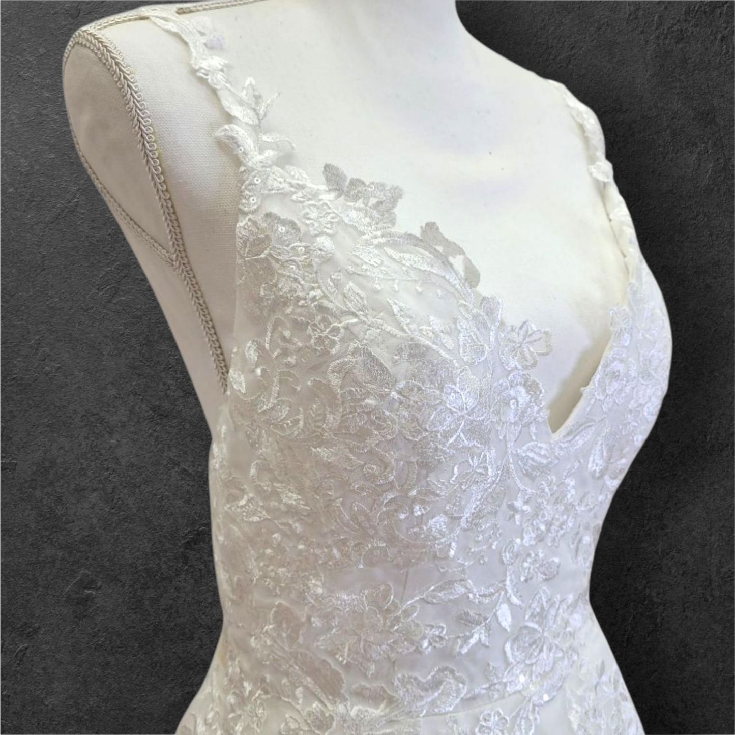 A Line Wedding Dress with Train and Long Straps with Low Back