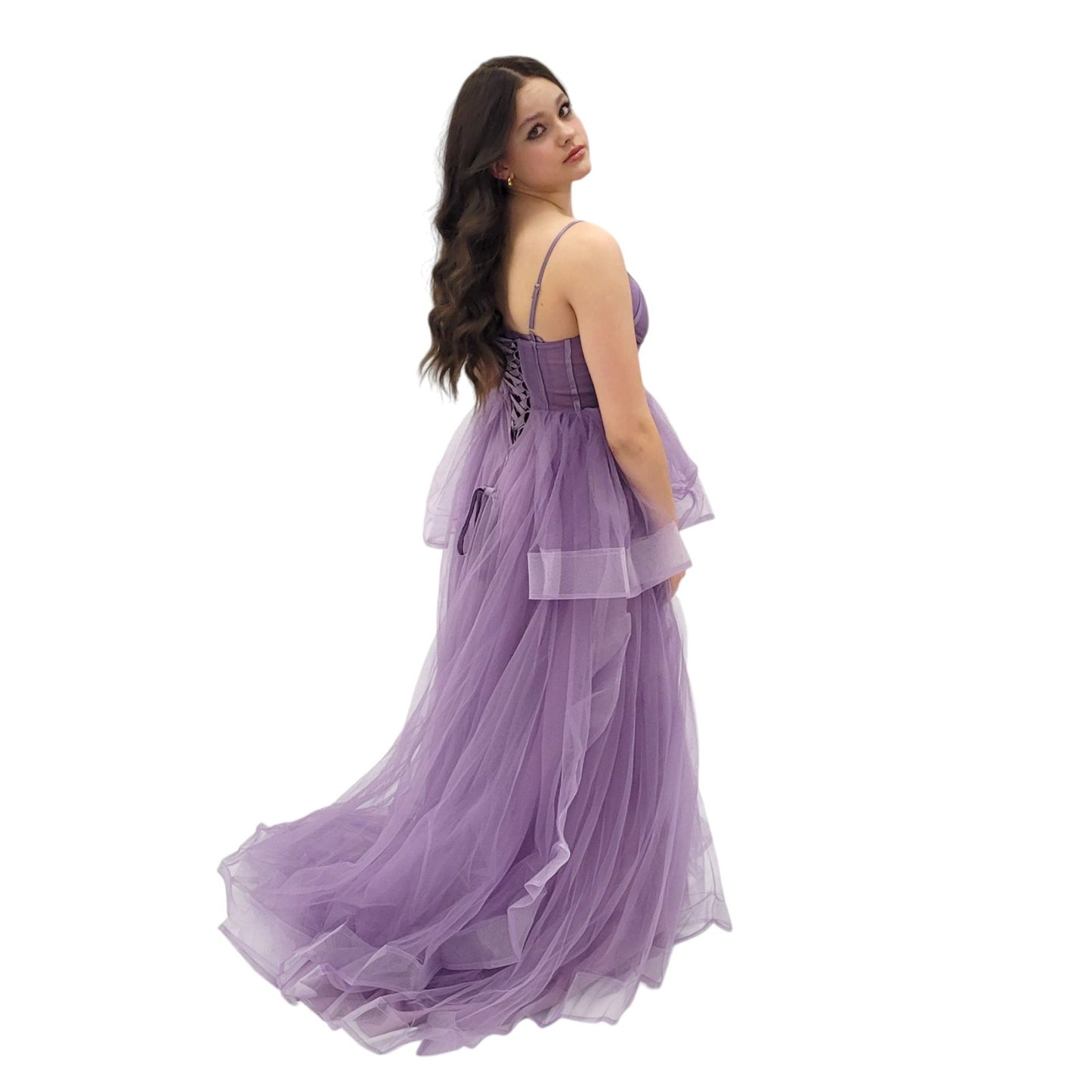 Lavender Tulle Ballgown with Corset Bodice and Sweetheart Neckline