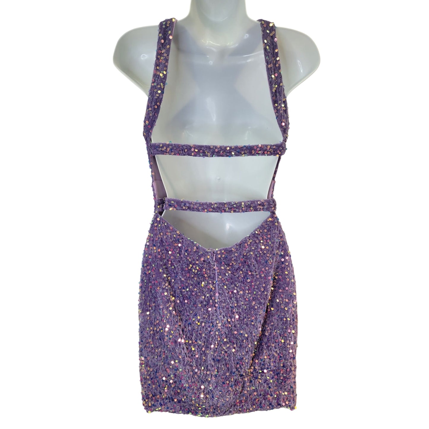 Women's Short Lavender Cross Bust Sequin Dress