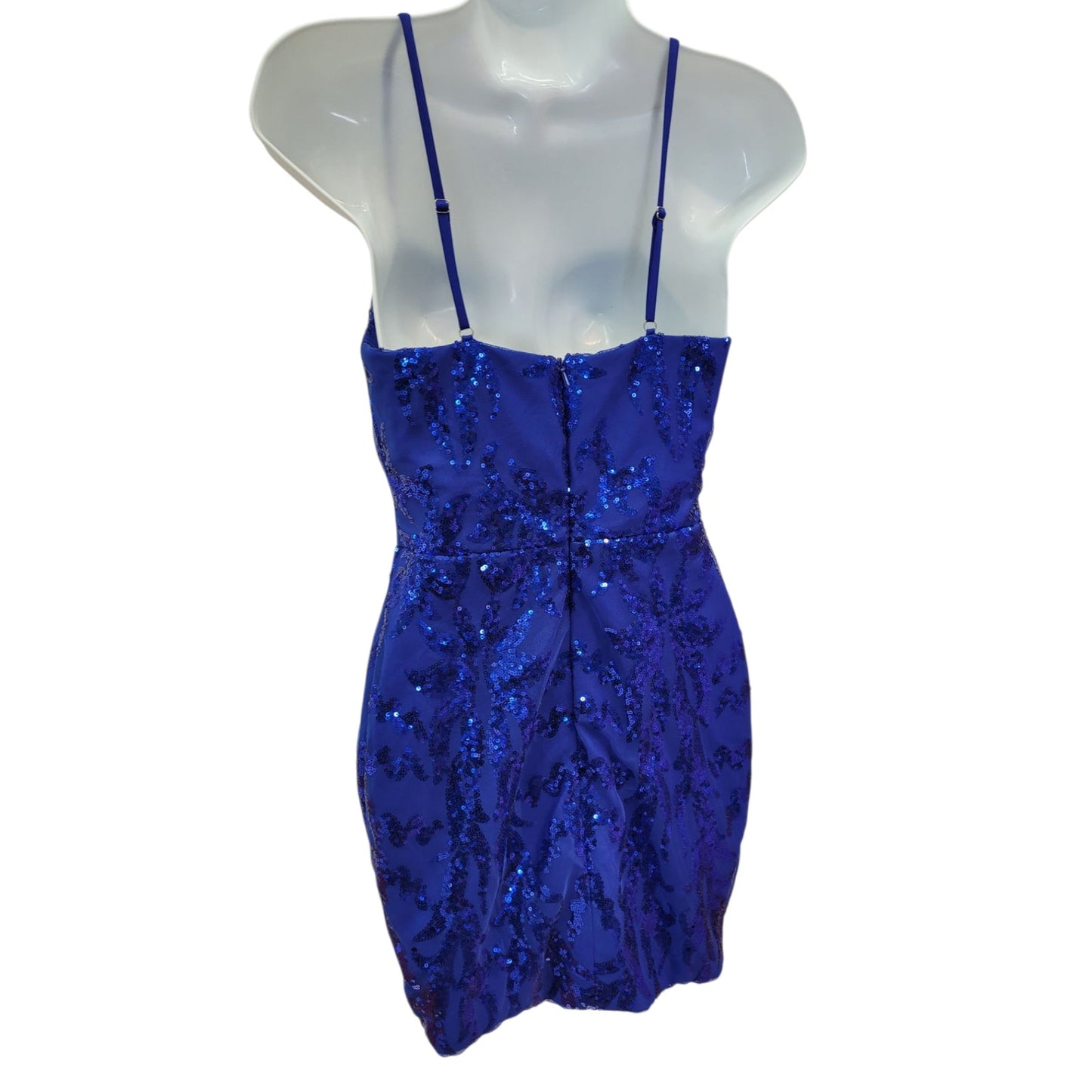 Women's Short Patterned Sequin Dress in Royal Blue