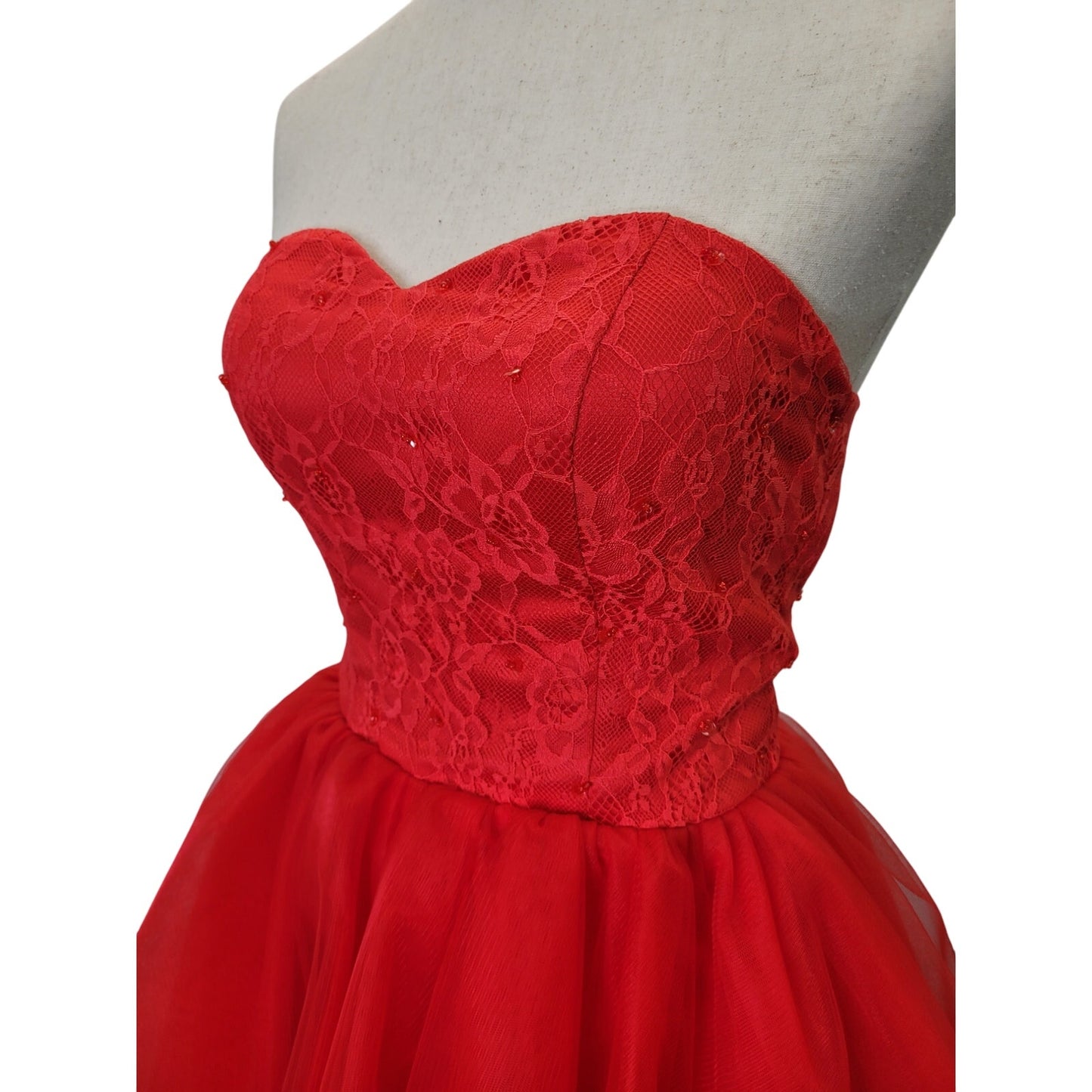 NWT Strapless Bright Red Sweetheart Neckline Short Cocktail Dress Corset Back