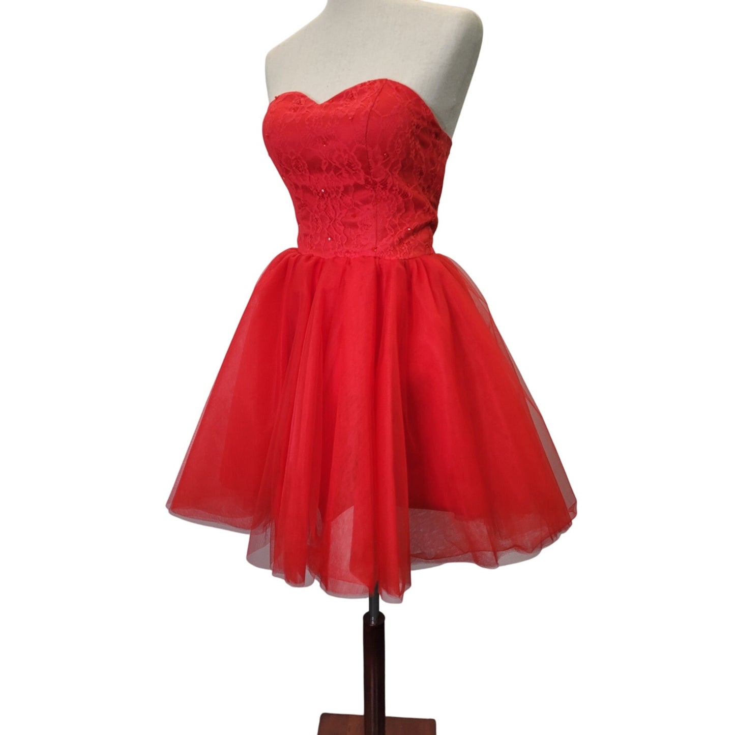 NWT Strapless Bright Red Sweetheart Neckline Short Cocktail Dress Corset Back