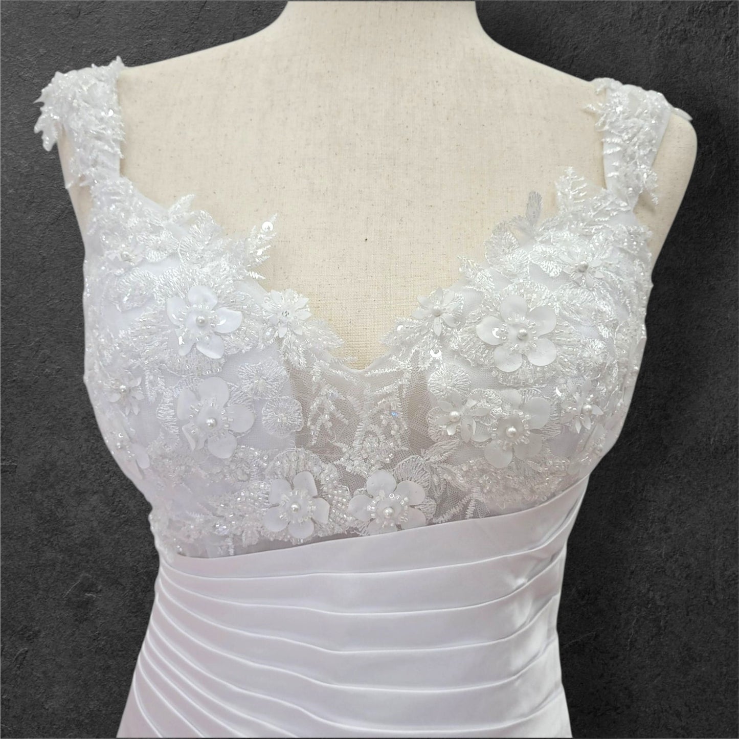 Satin Wedding Dress with Detailed Bust and Detachable Skirt