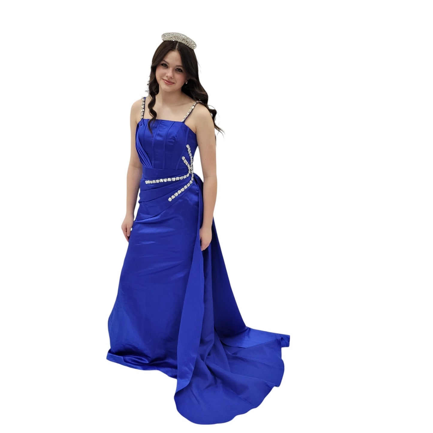 Oversized Crystal Satin Evening Gown