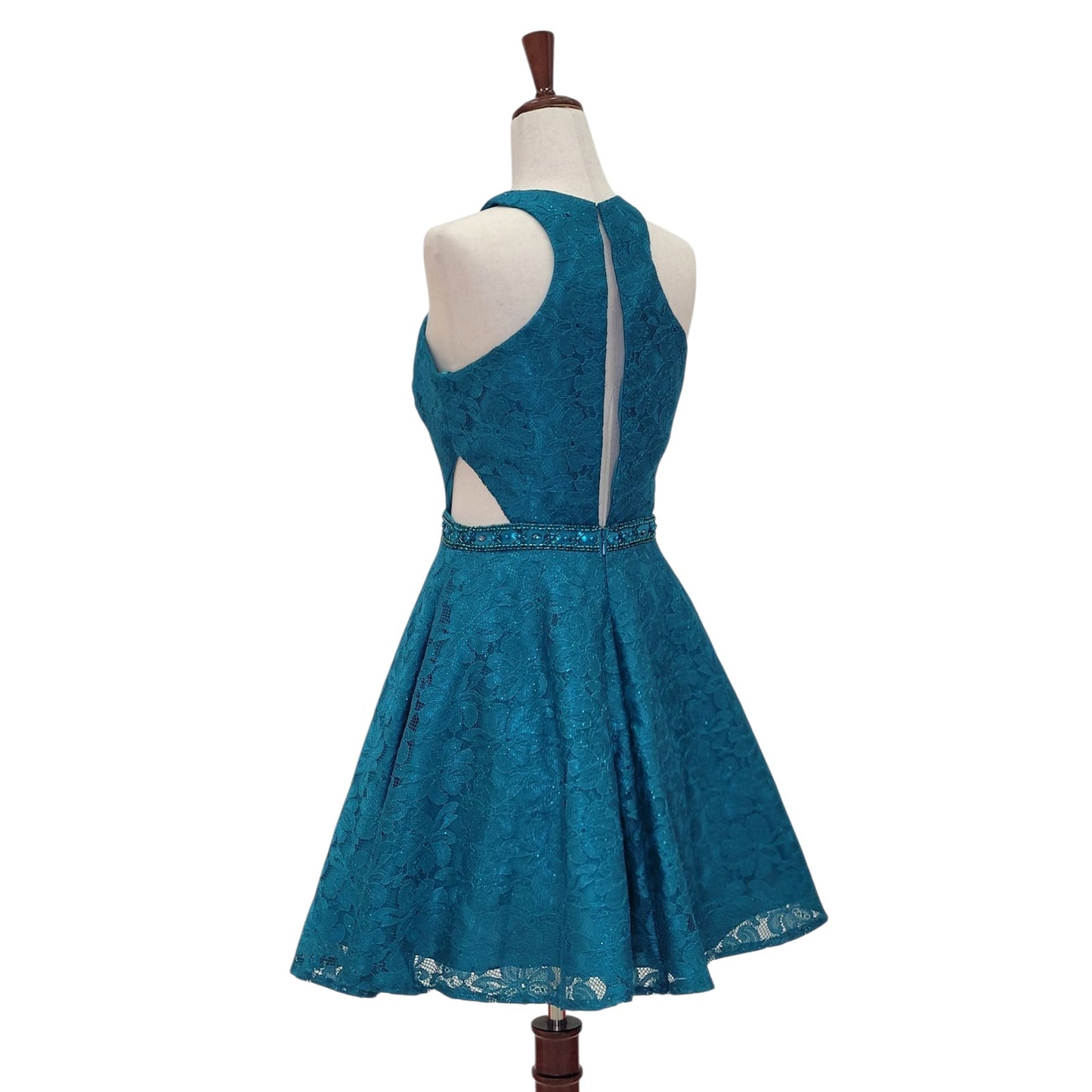 Fun Cutout Short Cocktail Dress in Teal