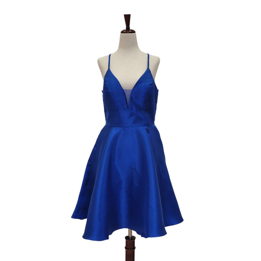 Royal Blue Cocktail Dress with Lace Back and Cutout