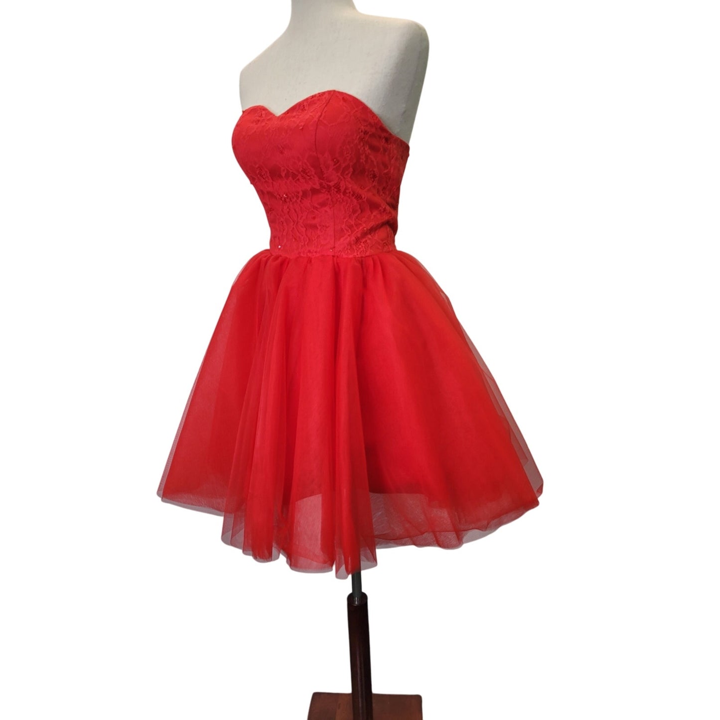 NWT Strapless Bright Red Sweetheart Neckline Short Cocktail Dress Corset Back