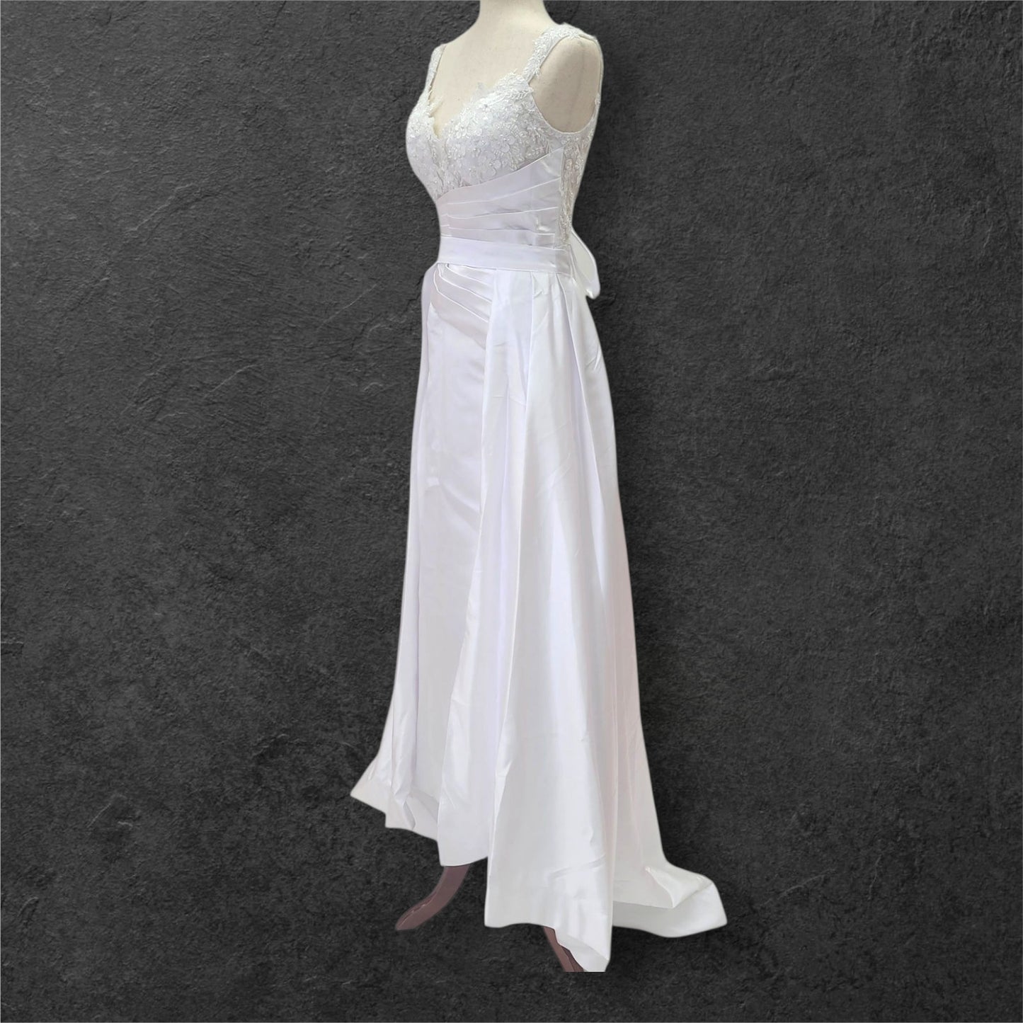 Satin Wedding Dress with Detailed Bust and Detachable Skirt