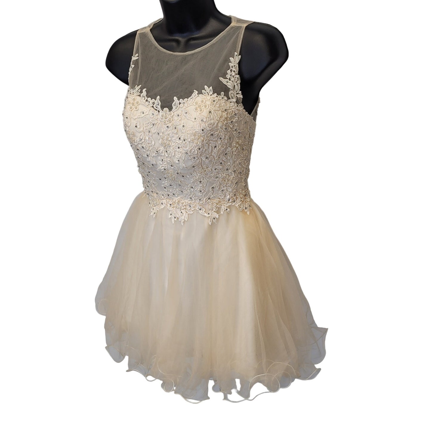 Women's Vanilla Short Mesh Sweetheart Dress