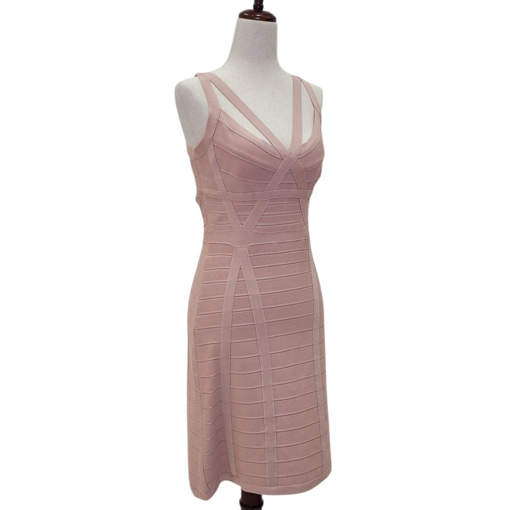 Dusty Pink Cocktail Dress with Strappy Neckline and Back