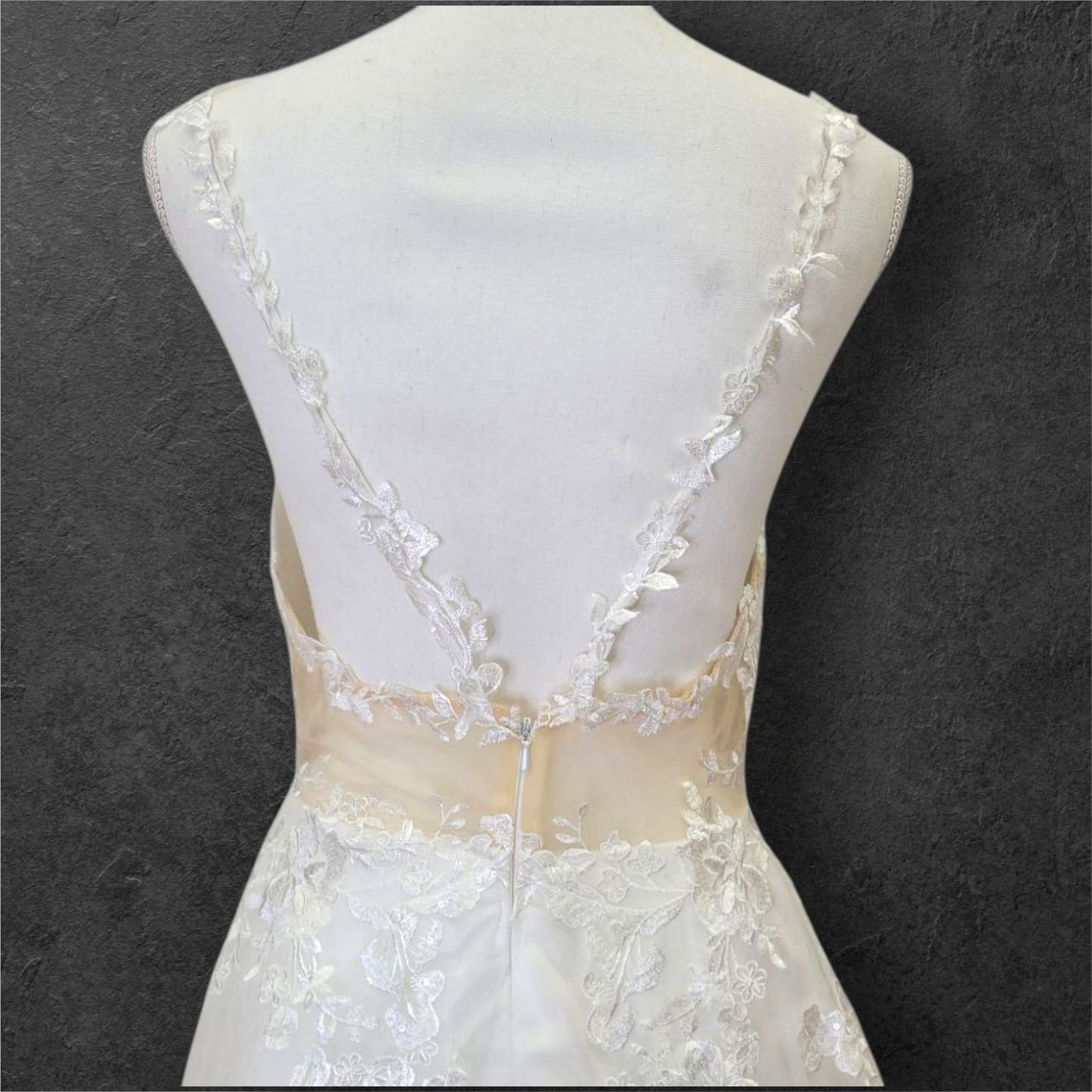 A Line Wedding Dress with Train and Long Straps with Low Back