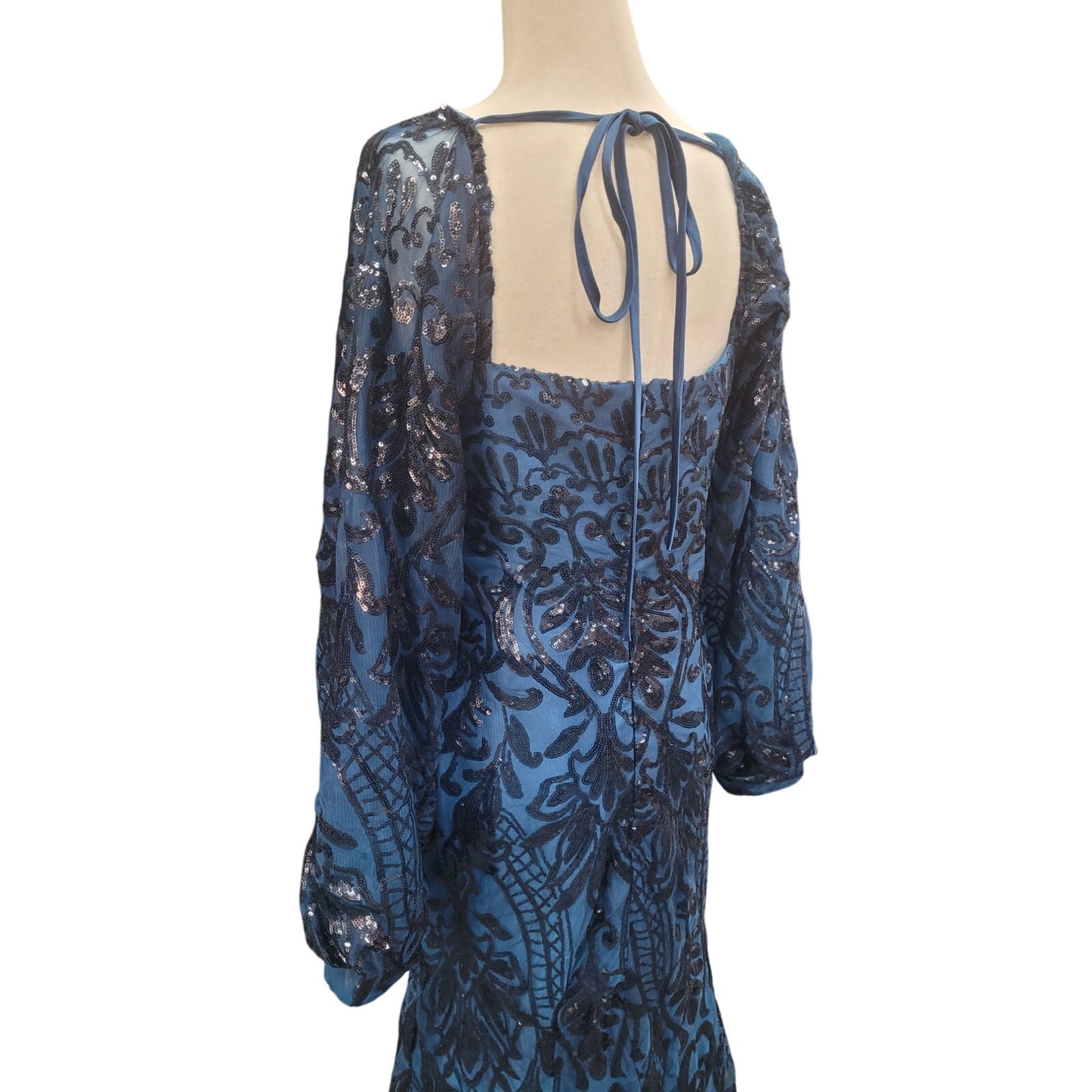 Long Sleeved Patterned Sequin Gown
