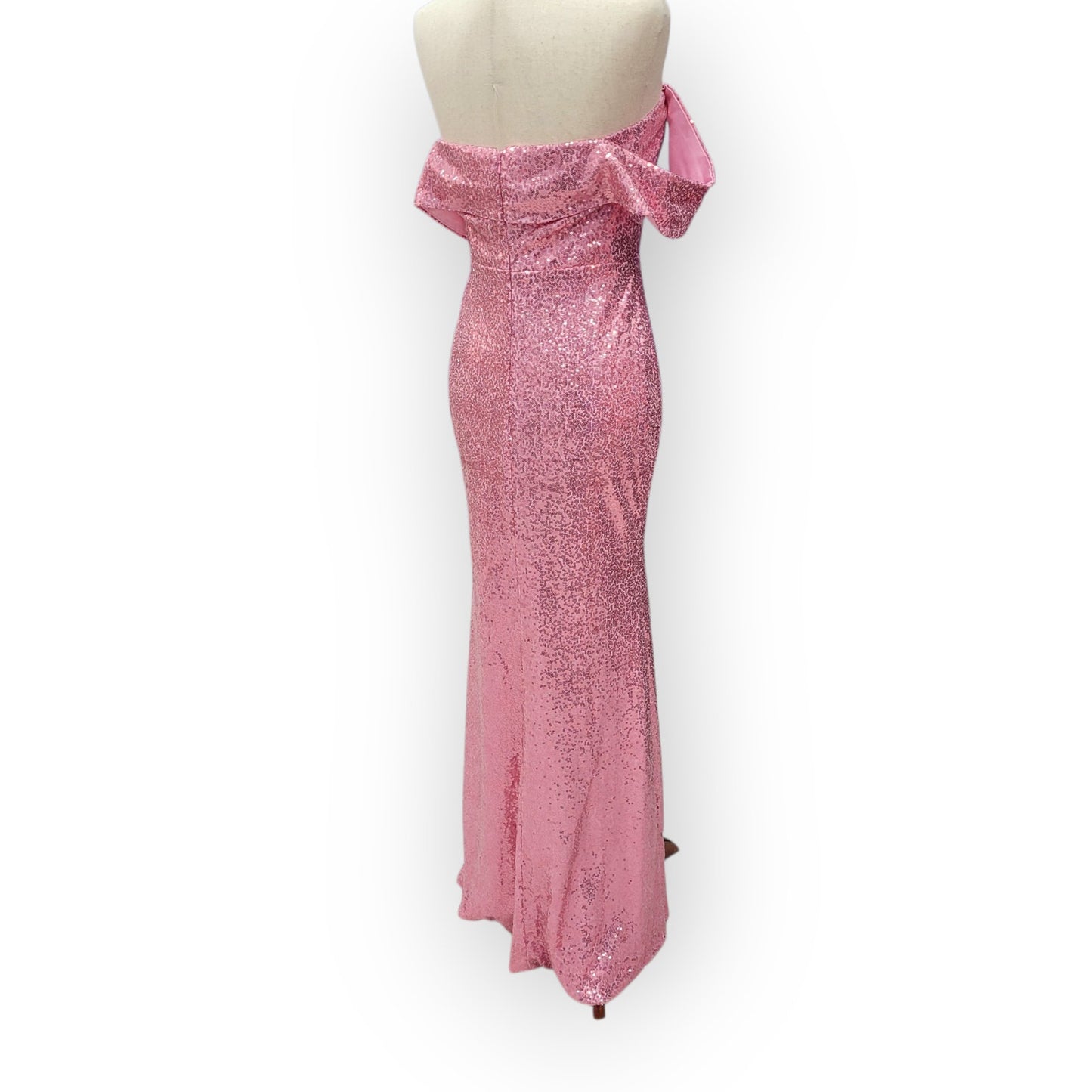 Rose Pink Off Shoulder Sequin Gown