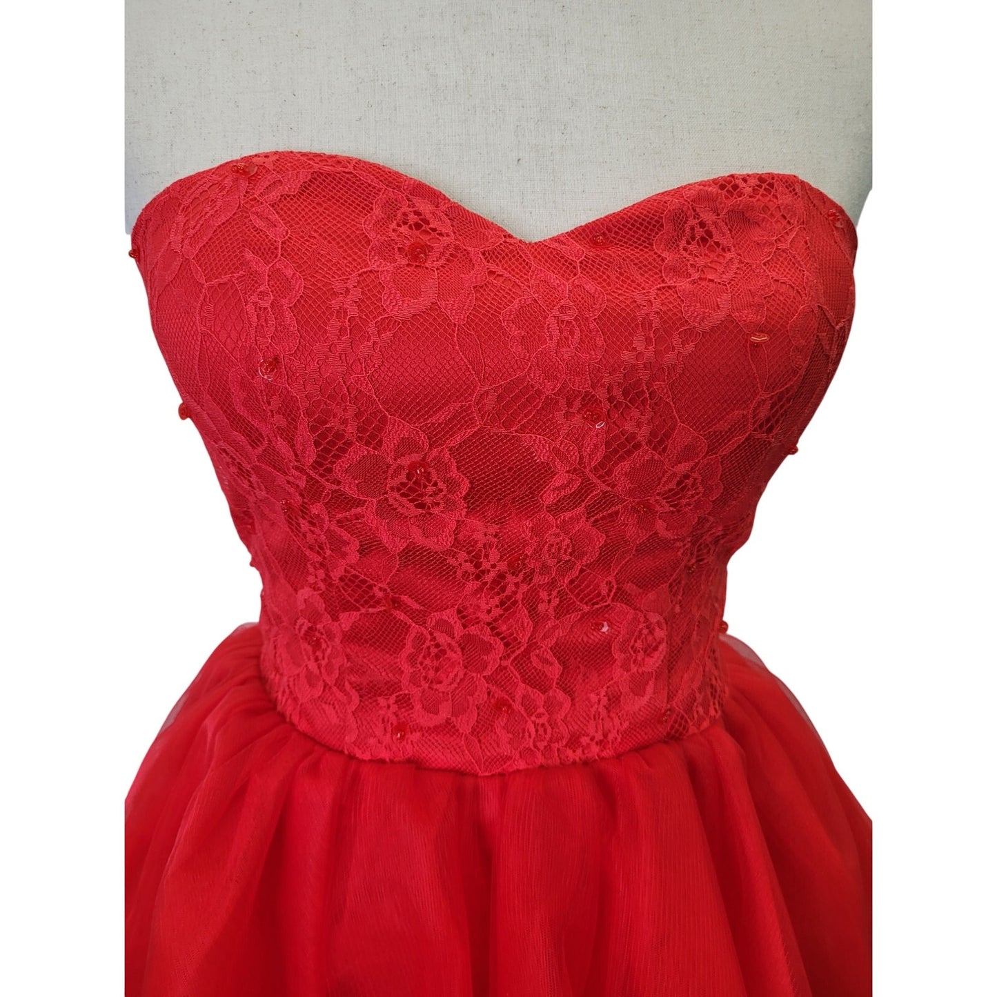 NWT Strapless Bright Red Sweetheart Neckline Short Cocktail Dress Corset Back