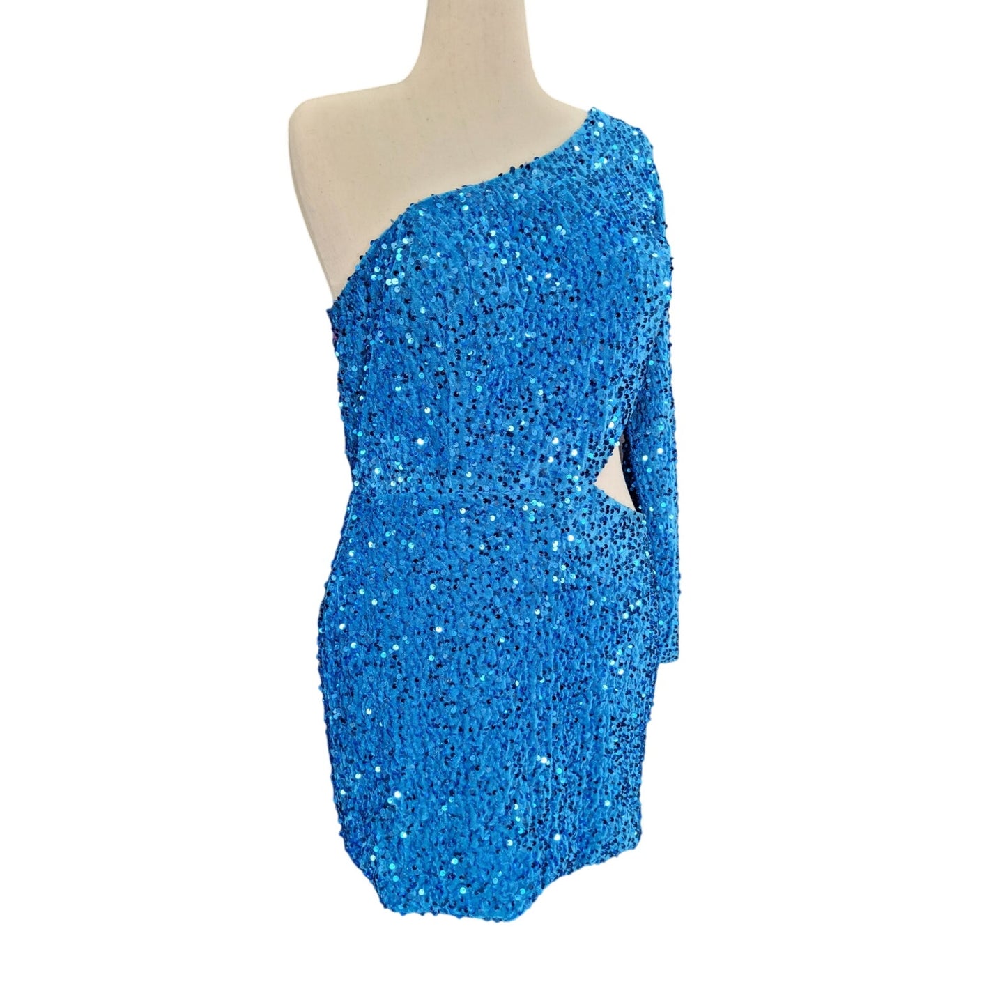 Women's Short Cocktail Dress Size Cutout One Long Sleeve