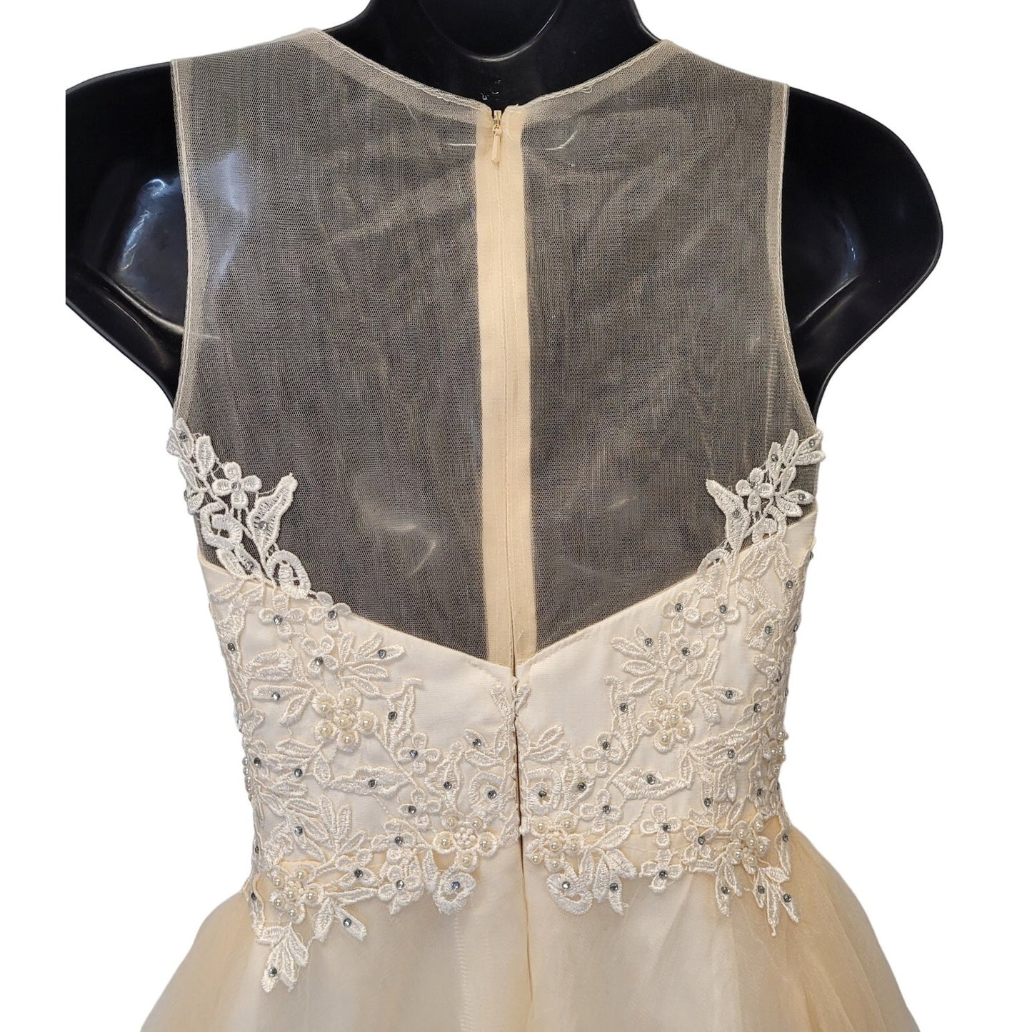 Women's Vanilla Short Mesh Sweetheart Dress