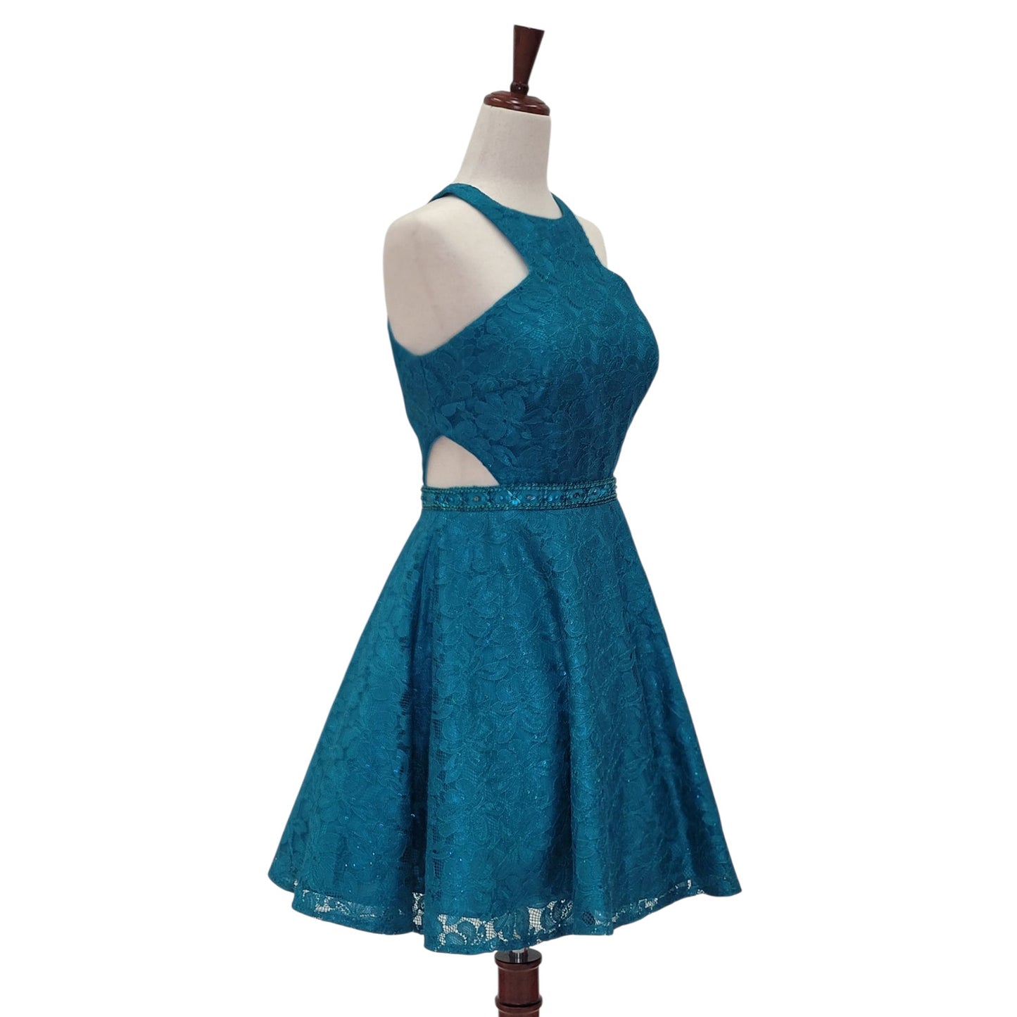 Fun Cutout Short Cocktail Dress in Teal