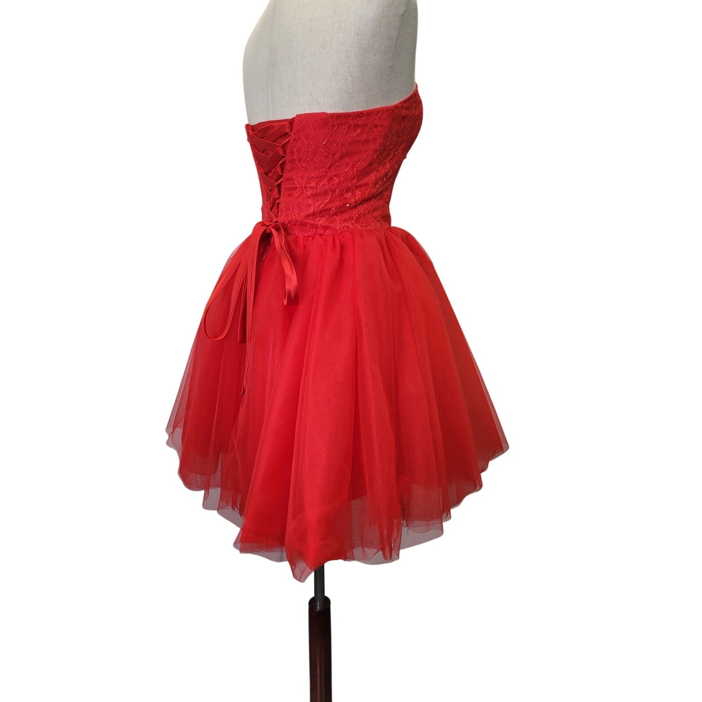 NWT Strapless Bright Red Sweetheart Neckline Short Cocktail Dress Corset Back