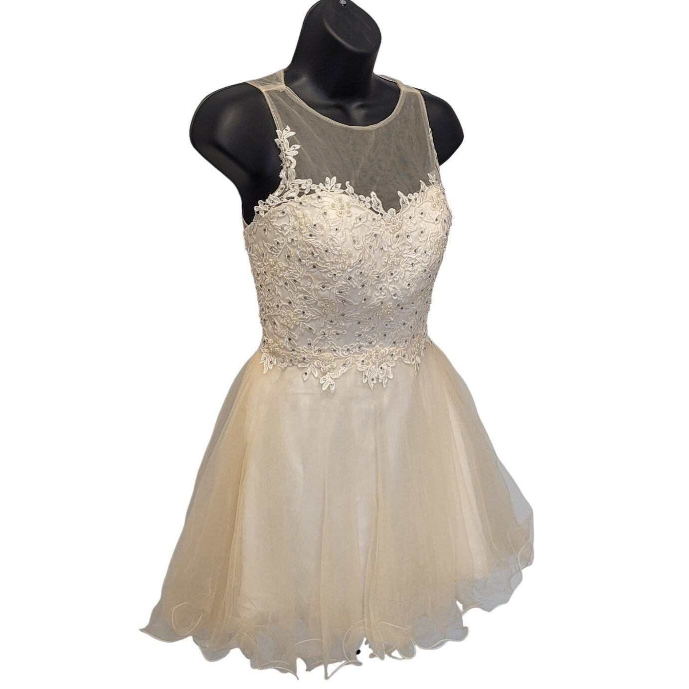 Women's Vanilla Short Mesh Sweetheart Dress