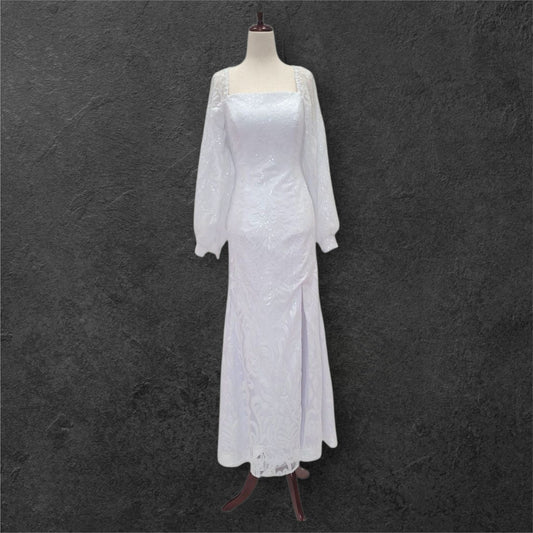 Fitted Sheath Wedding Dress with Patterned Sequins